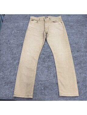 Polo Ralph Lauren Varick Slim Straight Jeans Mens 34x32 Khaki Beige Fade Denim